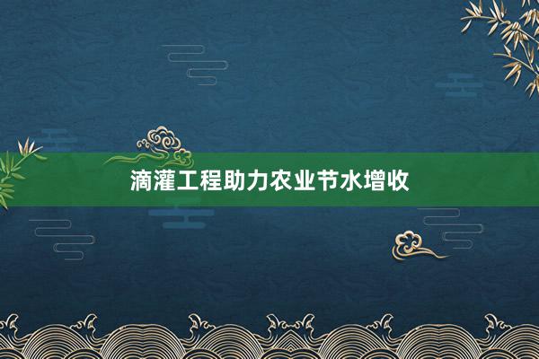 滴灌工程助力农业节水增收